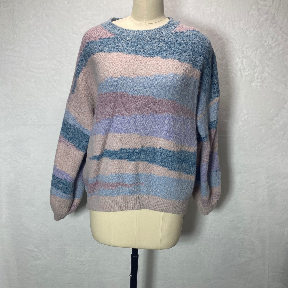 &Merci Striped Knit Sweater Desert Blue Lavender Pink‎ Pullover Pastel Oversized